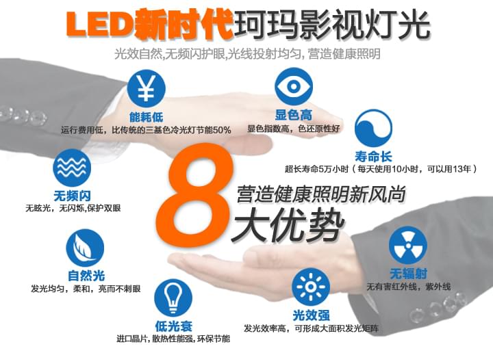 珂玛影视灯光<a href='/product/product-0001,0075-1.shtml' class='keys' title='点击查看关于LED影视灯的相关信息' target='_blank'>LED影视灯</a>8大优势 珂玛影视灯光<a href='/product/product-0001,0075-1.shtml' class='keys' title='点击查看关于LED影视灯的相关信息' target='_blank'>LED影视灯</a>8大优势