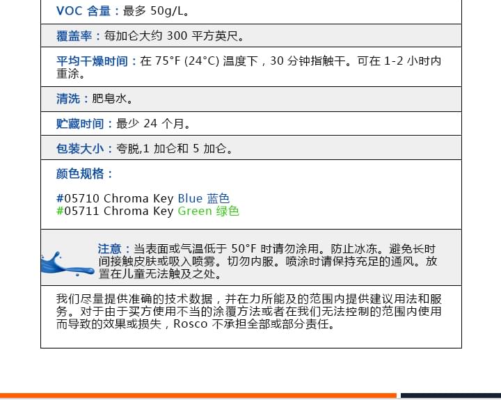 ROSCO影视漆技术指标