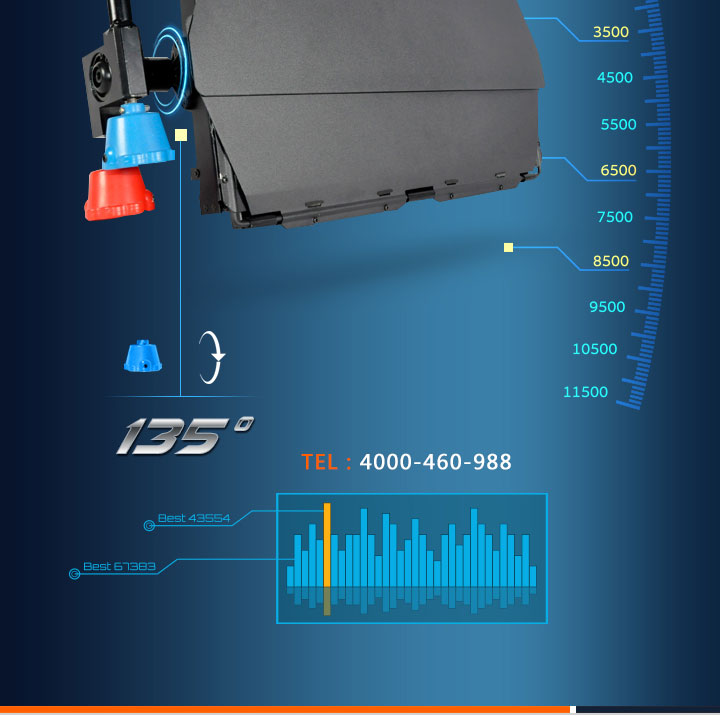 灯体135°俯仰调节角度