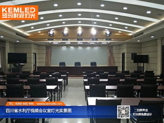 四川省水利厅视频会议室灯光实景图