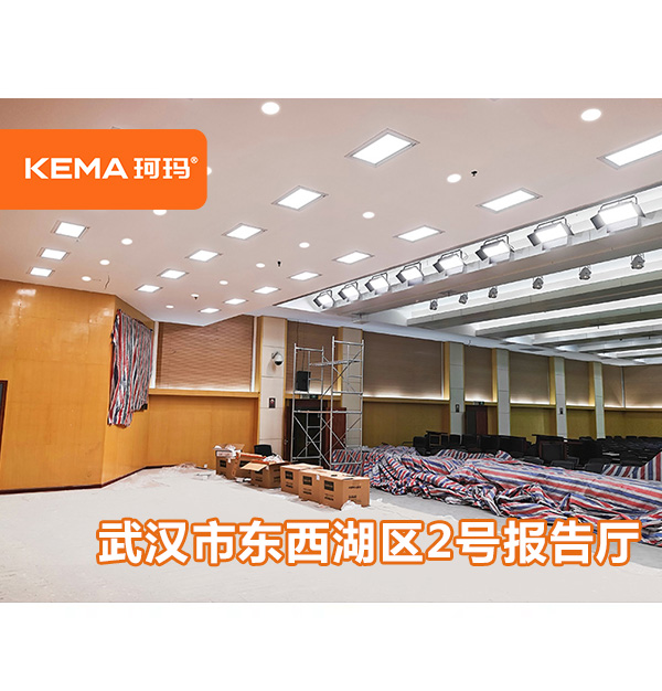 510㎡报告厅灯光：武汉东西湖区党校2号报告厅灯光改造项目